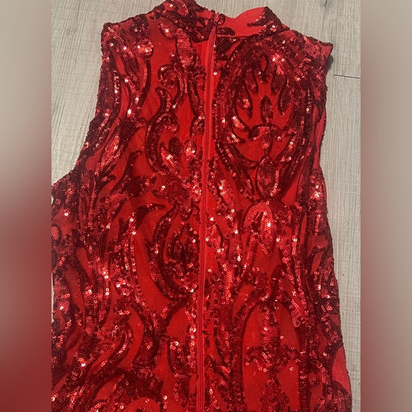 Red Sequin Midi Dress - Picture 9 of 14